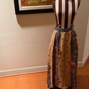 VTG Ralph Lauren Country Linen Floral Button Down Maxi Skirt 8 Cottagecore